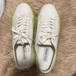 white and green steve madden sneakers